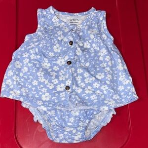 Carter's Light Blue Floral Diaper Cover Set